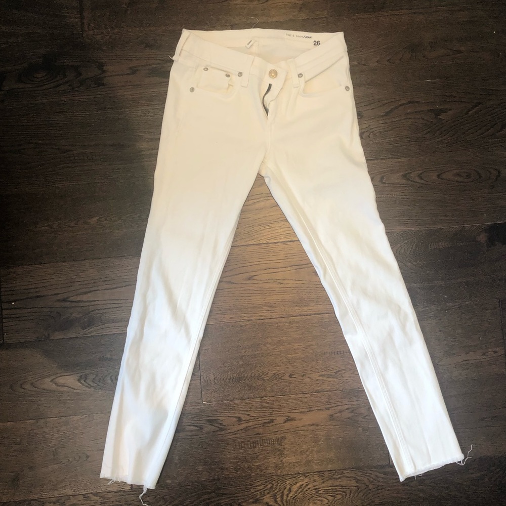 Rag & bone skinny white ankle cropped jeans